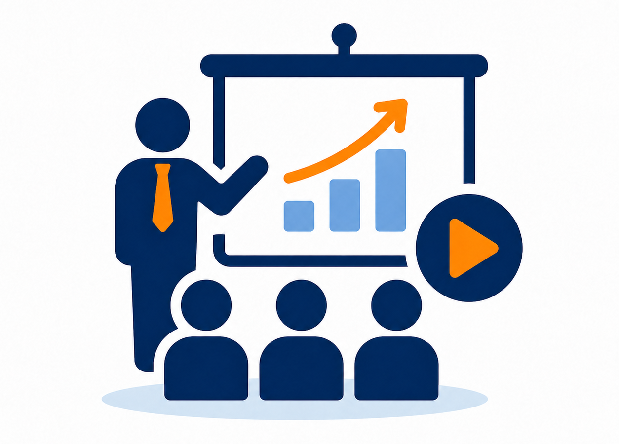 Business training presentation icon for personal training business resources