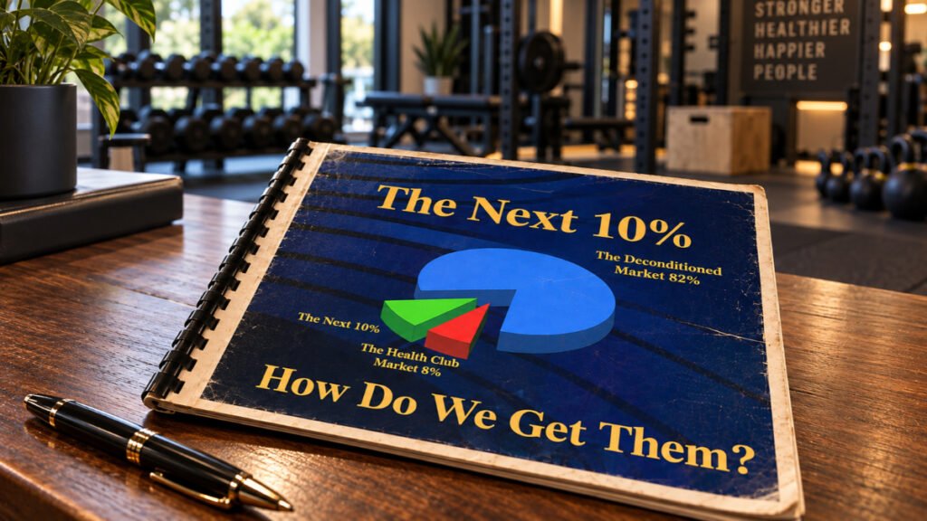 1999 personal training studio market presentation showing the deconditioned market, health club market, and Next 10 percent concept
